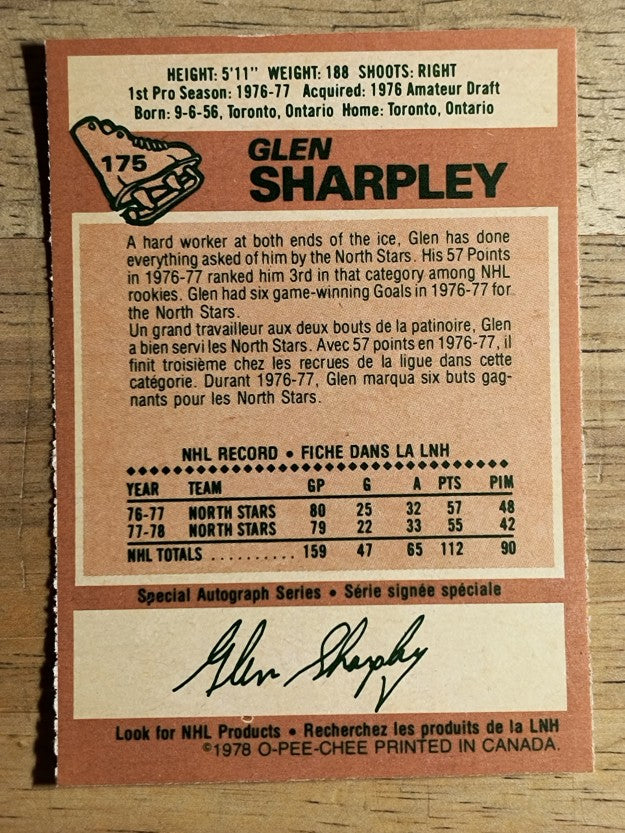 1978-79 O-Pee-Chee #175 Glen Sharpley (EXMT)