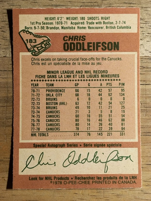 1978-79 O-Pee-Chee #183 Chris Oddleifson (EXMT)