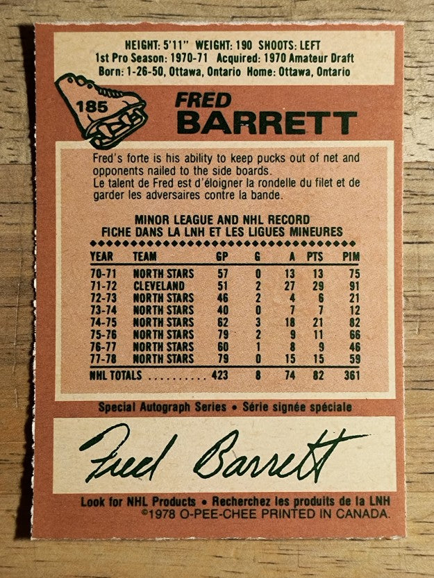 1978-79 O-Pee-Chee #185 Fred Barrett (EX)