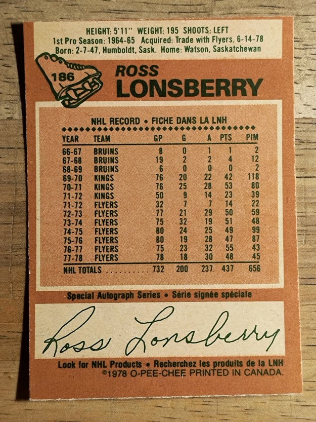 1978-79 O-Pee-Chee #186 Ross Lonsberry (EX)