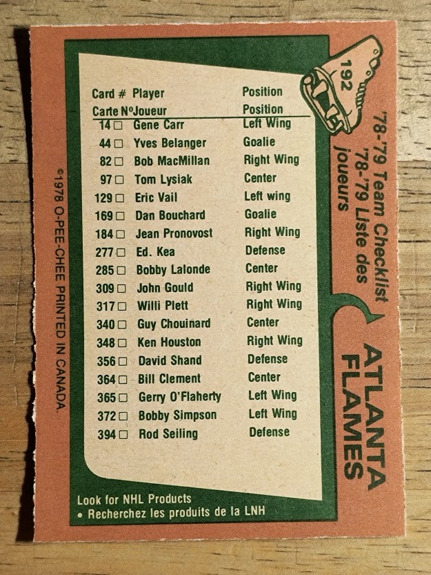 1978-79 O-Pee-Chee #192 Flames Team (EXMT)