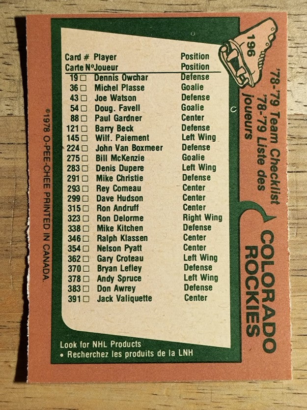 1978-79 O-Pee-Chee #196 Rockies Team (EXMT)