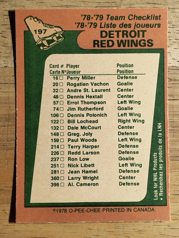 1978-79 O-Pee-Chee #197 Red Wings Team (NM)