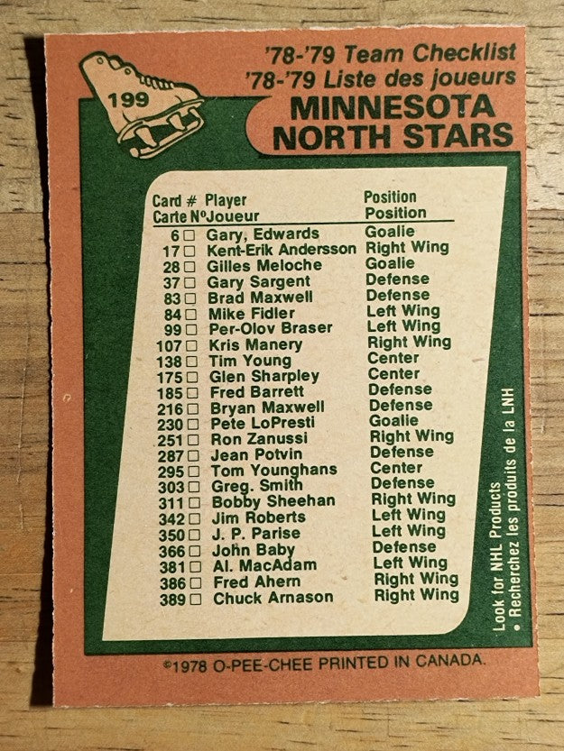1978-79 O-Pee-Chee #199 North Stars Team (EX)