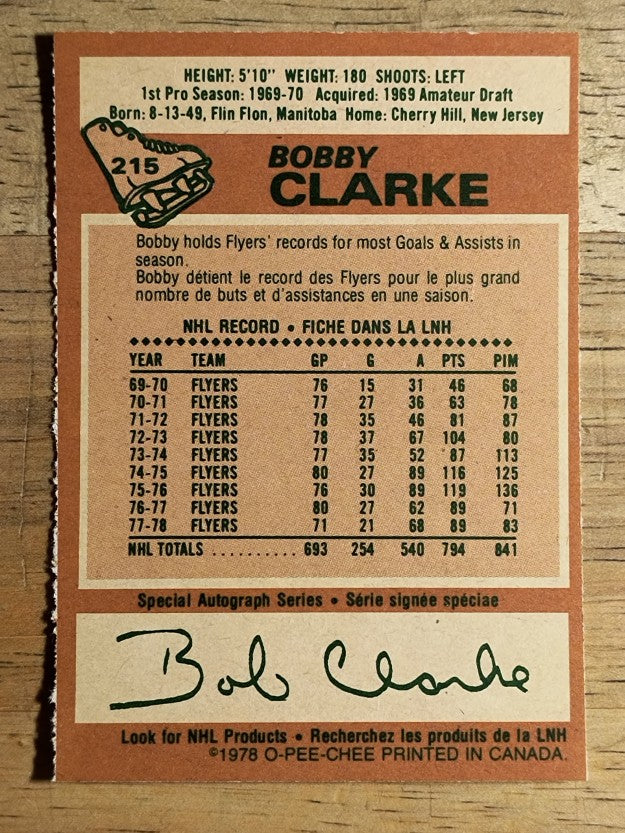 1978-79 O-Pee-Chee #215 Bobby Clarke (EXMT)
