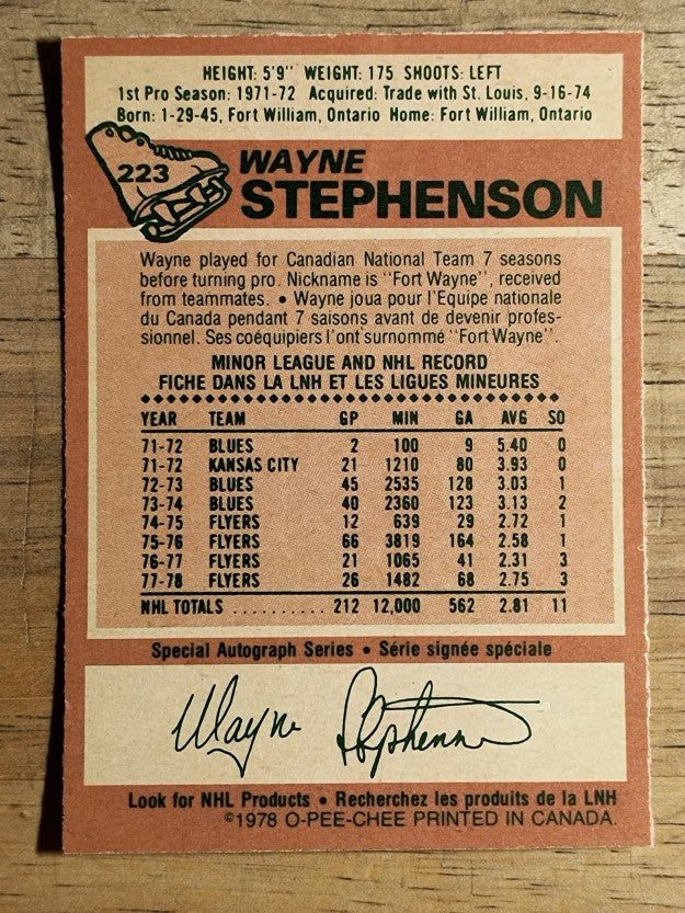 1978-79 O-Pee-Chee #223 Wayne Stephenson (NM)