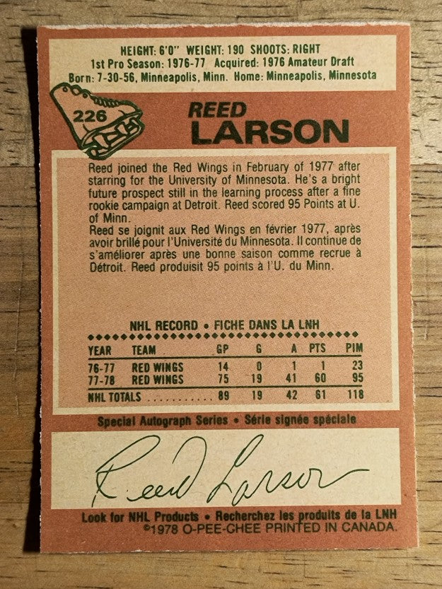 1978-79 O-Pee-Chee #226 Reed Larson RC (EXMT)
