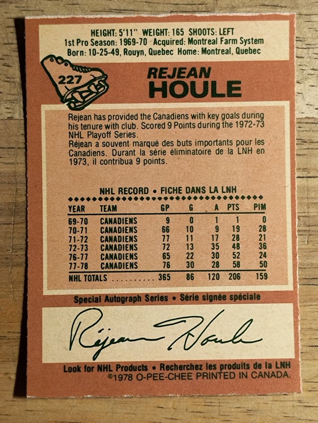 1978-79 O-Pee-Chee #227 Rejean Houle (EX)