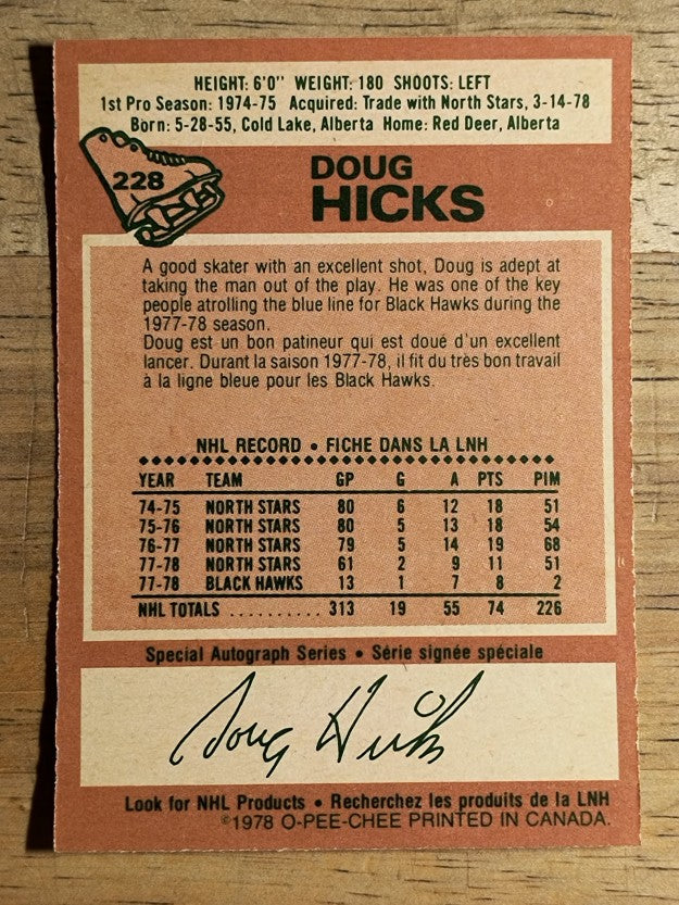 1978-79 O-Pee-Chee #228 Doug Hicks (EX)