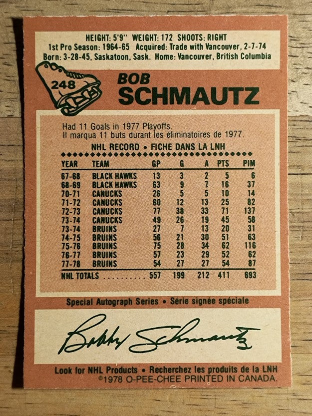 1978-79 O-Pee-Chee #248 Bobby Schmautz (NM)
