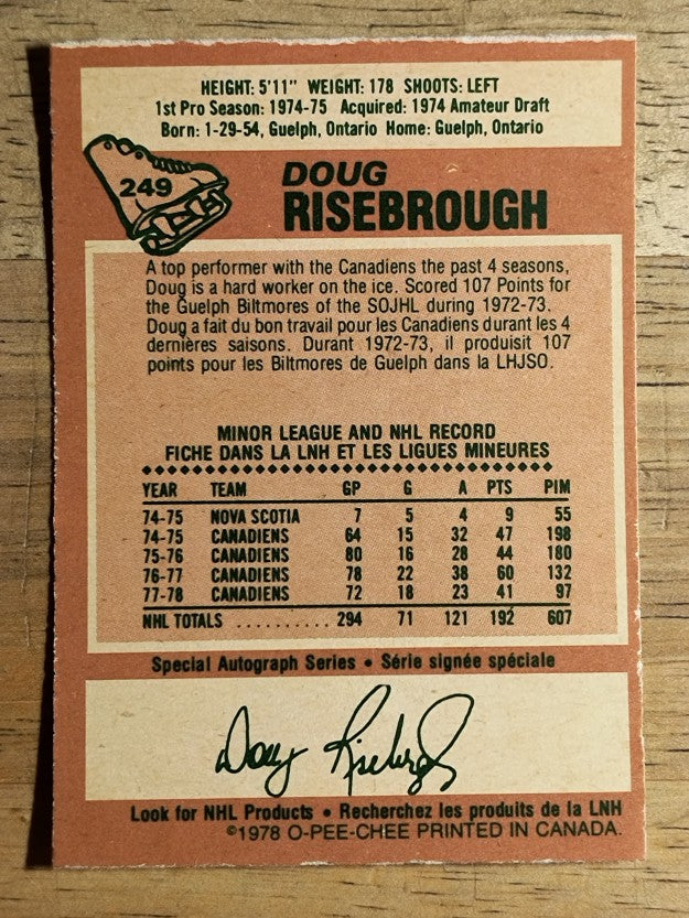 1978-79 O-Pee-Chee #249 Doug Risebrough (EX)
