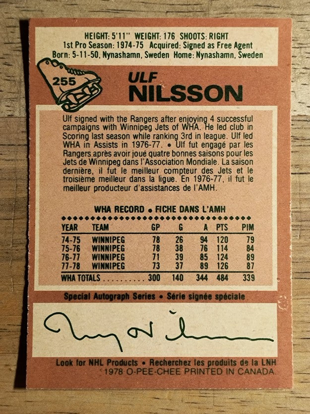 1978-79 O-Pee-Chee #255 Ulf Nilsson (VGEX)