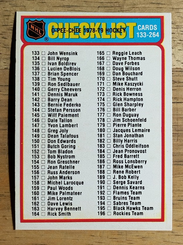 1978-79 O-Pee-Chee #259 Checklist 133-264 (EXMT)