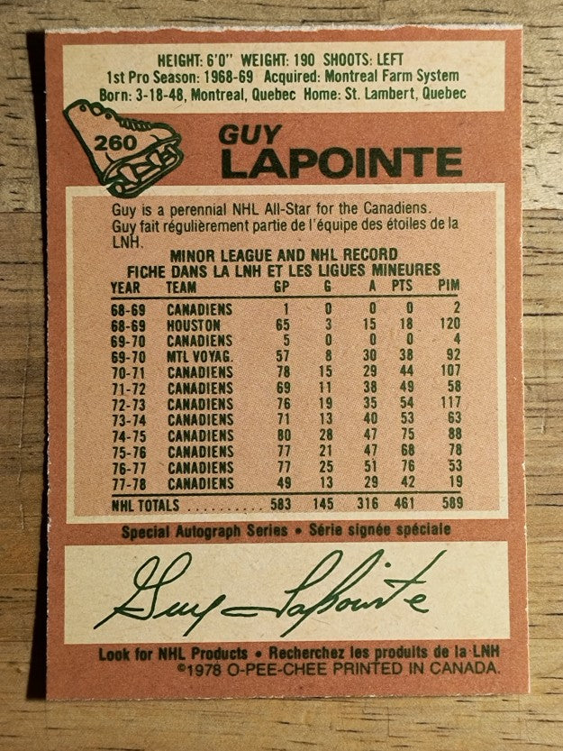 1978-79 O-Pee-Chee #260 Guy Lapointe (EXMT)