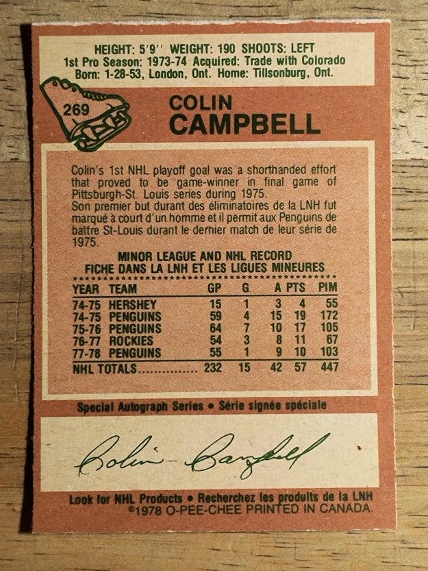 1978-79 O-Pee-Chee #269 Colin Campbell (EXMT)