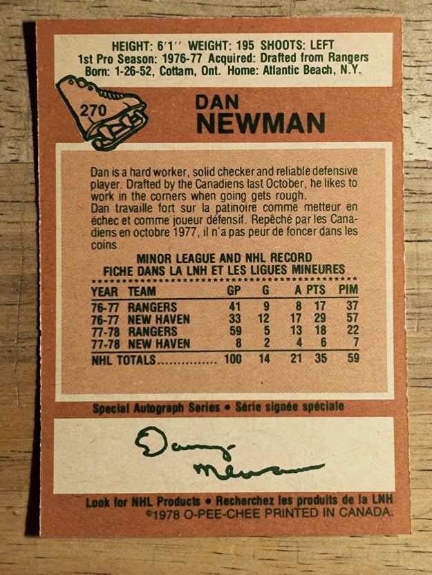 1978-79 O-Pee-Chee #270 Dan Newman (EXMT)