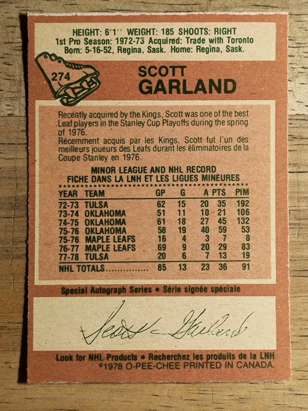 1978-79 O-Pee-Chee #274 Scott Garland (EXMT)