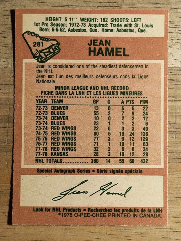 1978-79 O-Pee-Chee #281 Jean Hamel (NM)