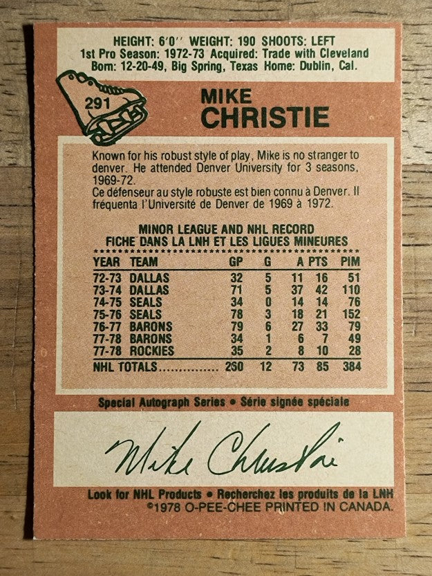 1978-79 O-Pee-Chee #291 Mike Christie (EXMT)