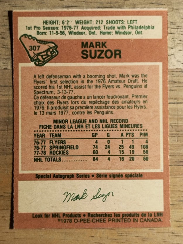 1978-79 O-Pee-Chee #307 Mark Suzor RC (NM)