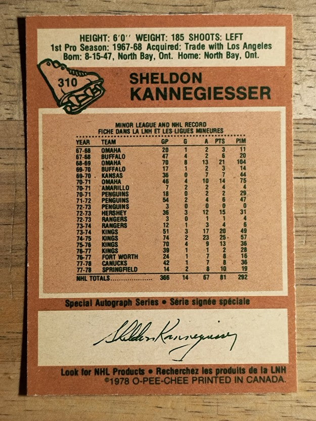 1978-79 O-Pee-Chee #310 Sheldon Kannegiesser (EX)