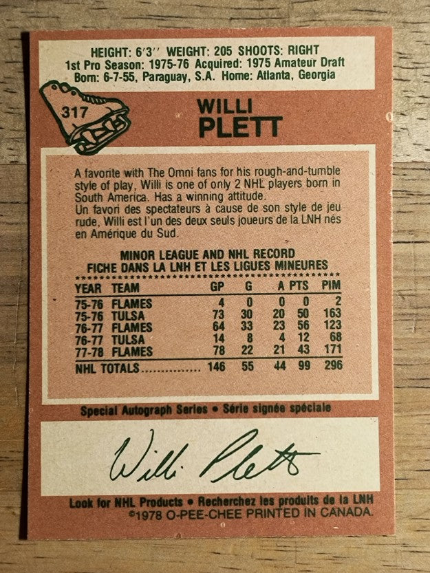 1978-79 O-Pee-Chee #317 Willi Plett (EXMT)