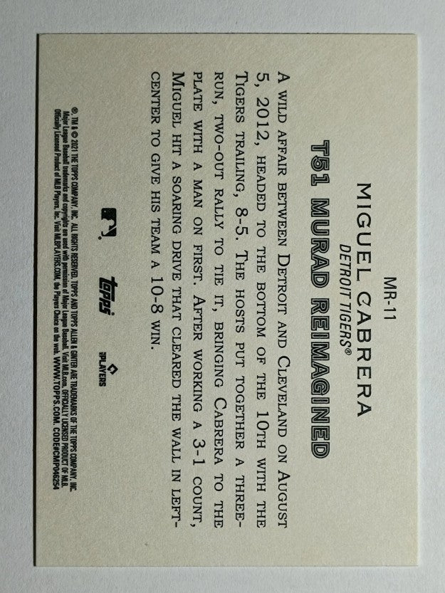 2021 Topps Allen and Ginter T51 Murad Reimagined #MR11 Miguel Cabrera