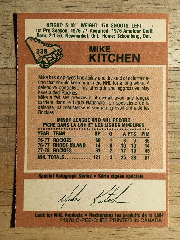 1978-79 O-Pee-Chee #338 Mike Kitchen (EXMT)