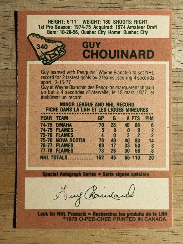 1978-79 O-Pee-Chee #340 Guy Chouinard (EXMT)