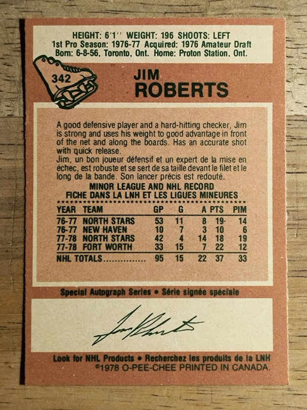 1978-79 O-Pee-Chee #342 Jim Roberts (EXMT)