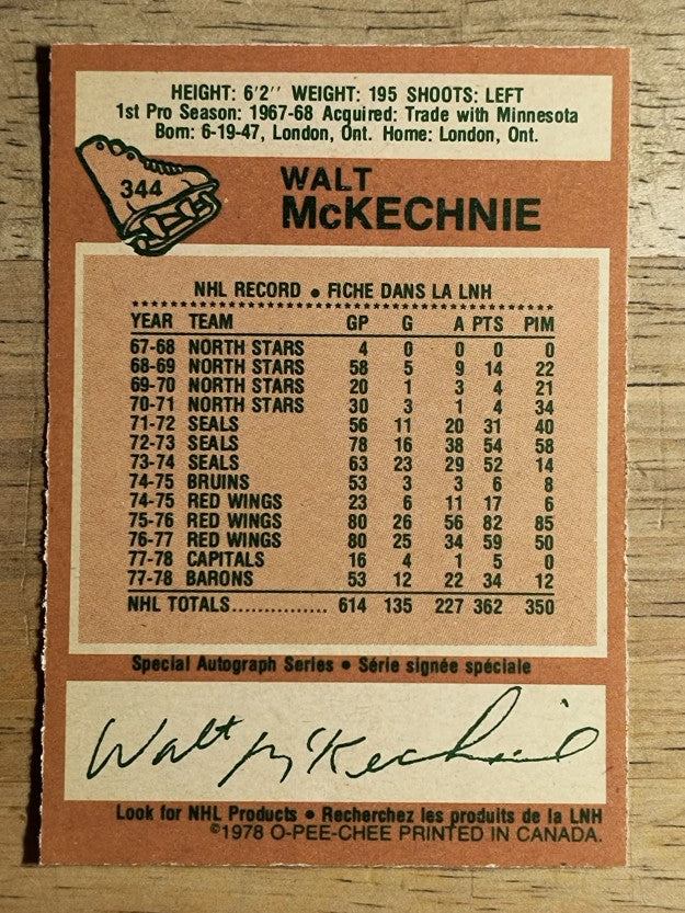 1978-79 O-Pee-Chee #344 Walt McKechnie (EXMT)