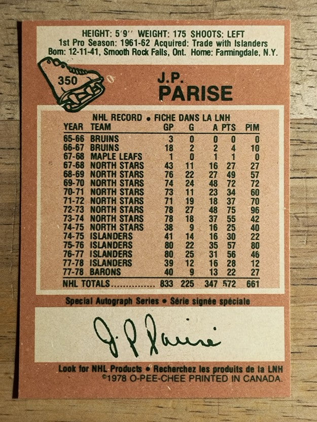 1978-79 O-Pee-Chee #350 Jean-Paul Parise (EXMT)