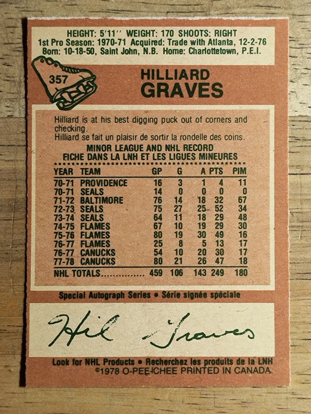 1978-79 O-Pee-Chee #357 Hilliard Graves (EX)