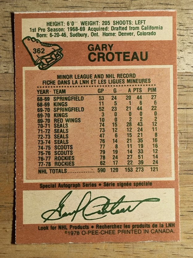 1978-79 O-Pee-Chee #362 Gary Croteau (EX)