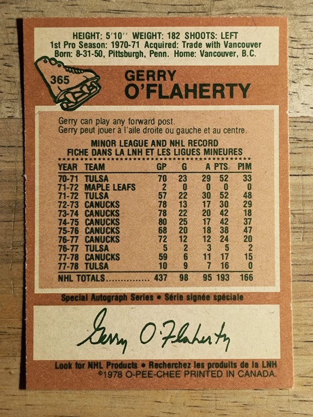 1978-79 O-Pee-Chee #365 Gerry O'Flaherty (NM)