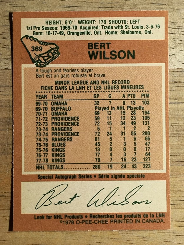 1978-79 O-Pee-Chee #369 Bert Wilson (EX)