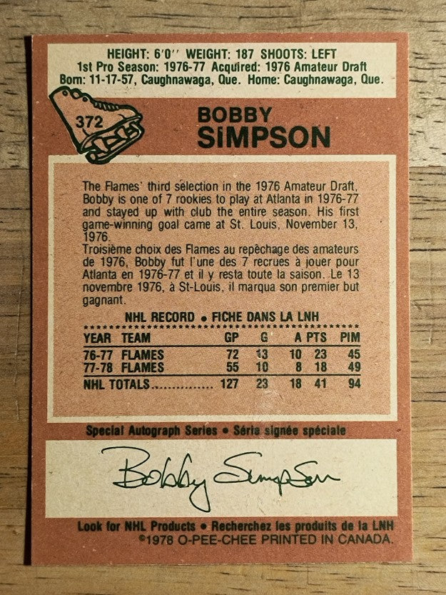1978-79 O-Pee-Chee #372 Bobby Simpson (VGEX)