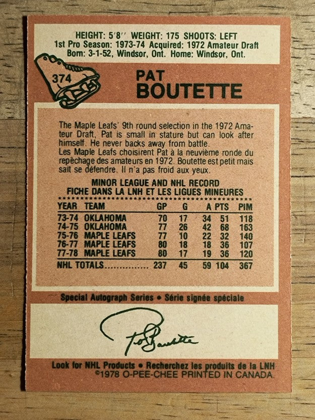 1978-79 O-Pee-Chee #374 Pat Boutette (EXMT)