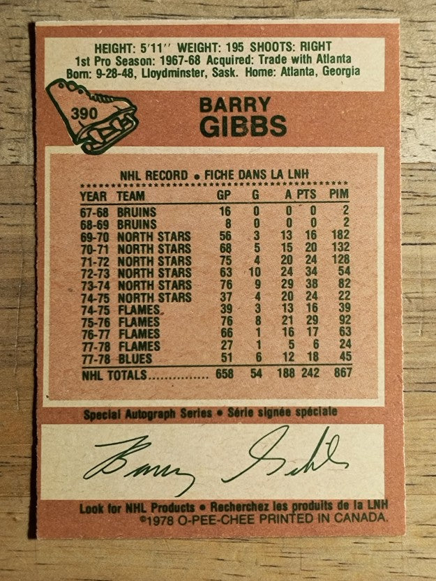 1978-79 O-Pee-Chee #390 Barry Gibbs (EXMT)