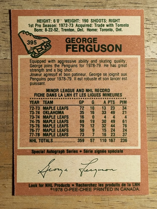 1978-79 O-Pee-Chee #395 George Ferguson (EX)