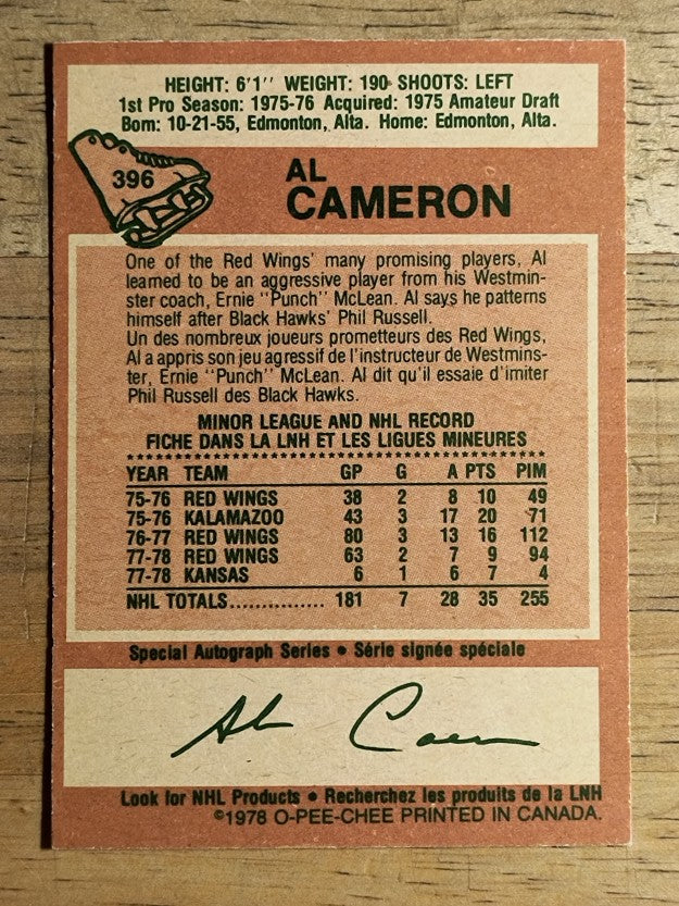 1978-79 O-Pee-Chee #396 Al Cameron (EXMT)
