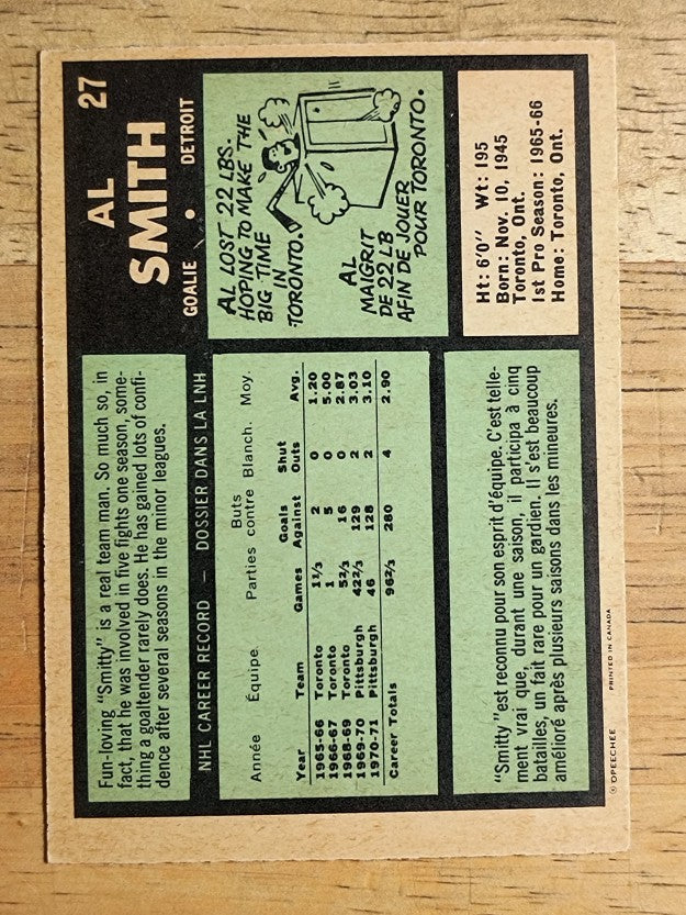 1971-72 O-Pee-Chee #27 Al Smith (NM)