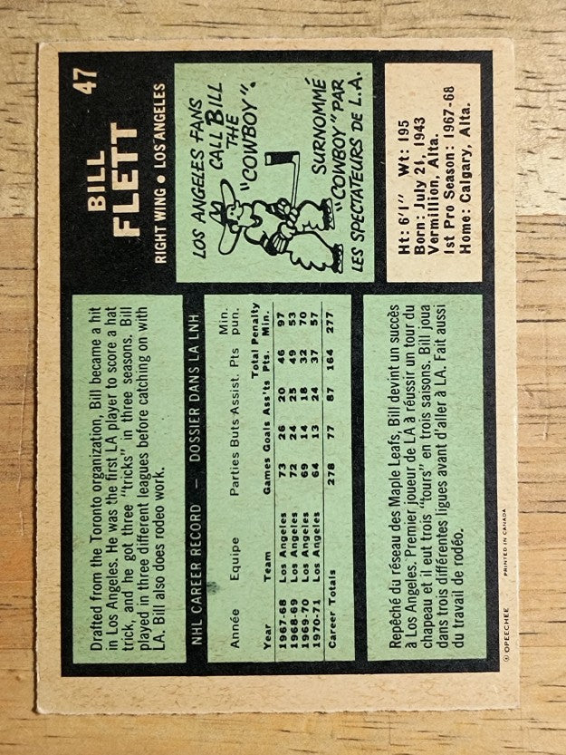 1971-72 O-Pee-Chee #47 Bill Flett (EX)