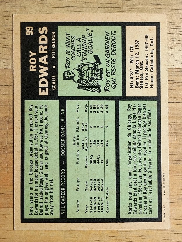 1971-72 O-Pee-Chee #99 Roy Edwards (NM)
