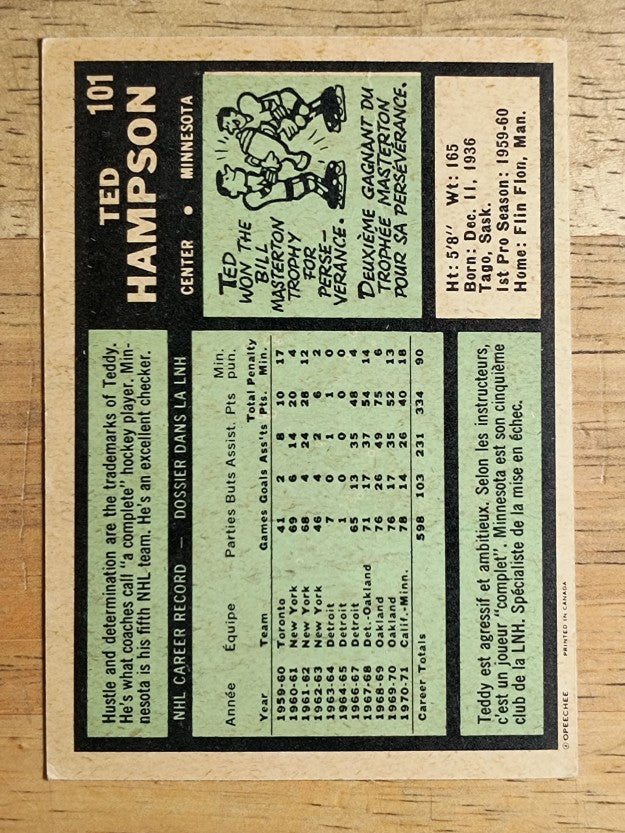 1971-72 O-Pee-Chee #101 Ted Hampson (EX)