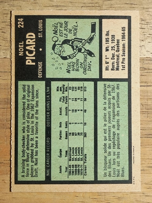 1971-72 O-Pee-Chee #224 Noel Picard (EXMT)