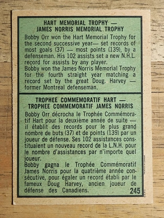 1971-72 O-Pee-Chee #245 Bobby Orr Double (EXMT)