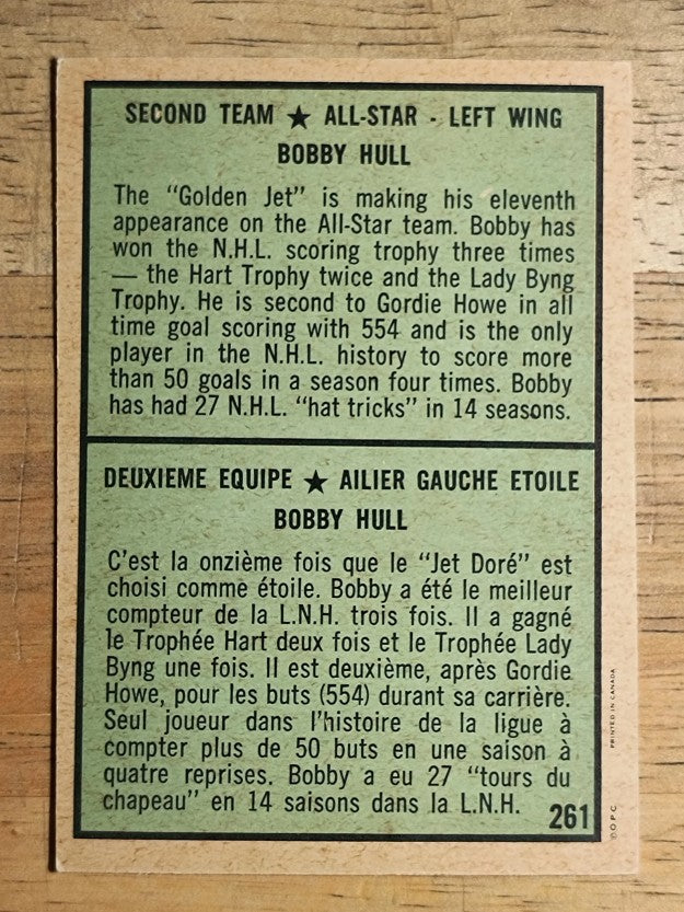 1971-72 O-Pee-Chee #261 Bobby Hull AS2 (EXMT)