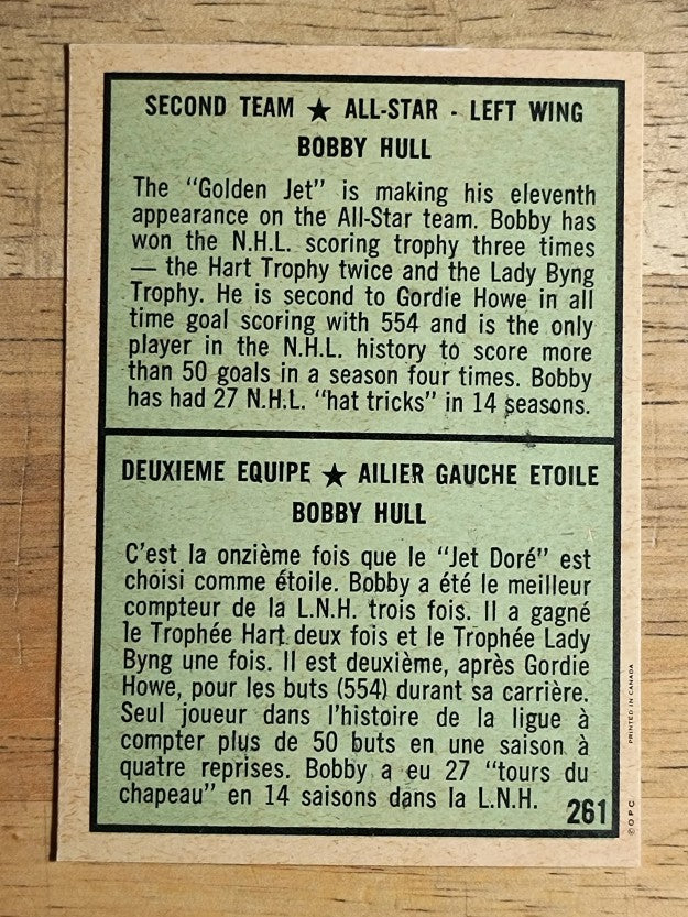 1971-72 O-Pee-Chee #261 Bobby Hull AS2 (NM)