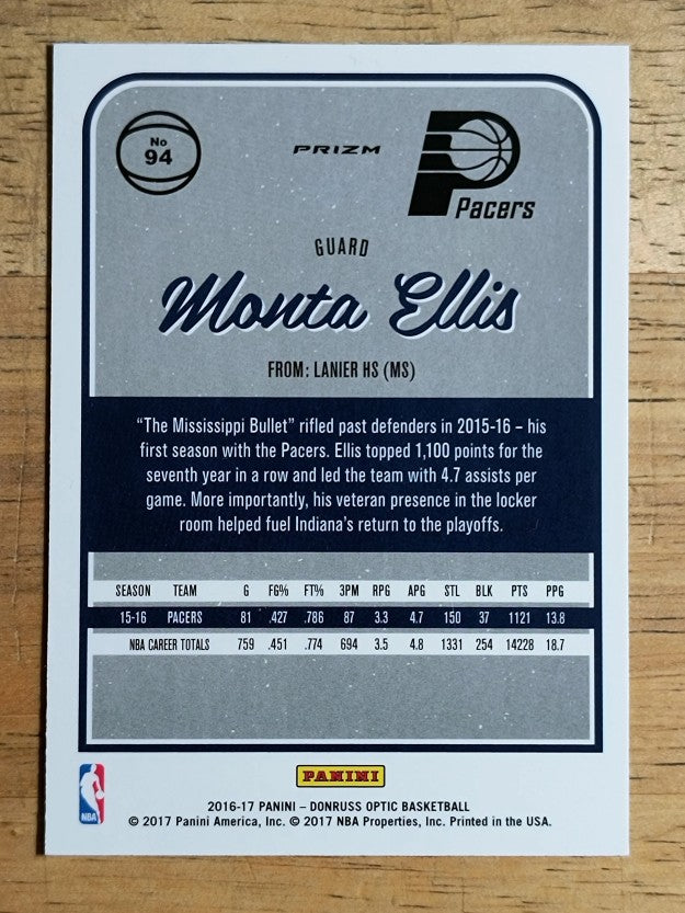 2016-17 Donruss Optic Holo #94 Monta Ellis